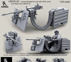 画像1: Live Resin[LRE35142]1/35  M3D .50口径機銃(3)車載揺架&SAG防盾&弾倉付(1丁)