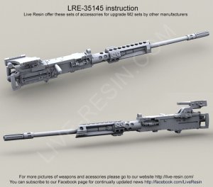画像1: Live Resin[LRE35145]1/35  M2 .50口径機銃銃身(2)(3丁) (1)