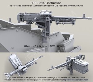画像1: Live Resin[LRE35148]1/35  M240H機銃 銃架付き(1)(1丁) (1)