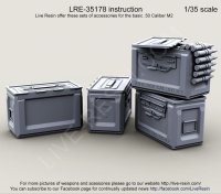 Live Resin[LRE35178]1/35  WWII .50口径機銃100発弾薬箱(開状態)(6個)