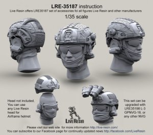 画像1: Live Resin[LRE35187]1/35  現用米兵 エアフレームヘルメット4(6個) (1)