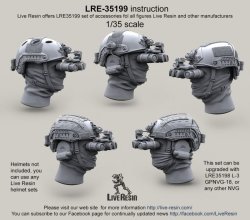 画像1: Live Resin[LRE35199]1/35  現用米兵ヘッドセット7(5個)暗視鏡装着状態用