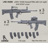 Live Resin[LRE35208]1/35  L85A1 SA80 ライフル(アイアンサイト/SUSATスコープ)(6丁)