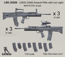画像2: Live Resin[LRE35209]1/35  L85A1 SA80 ライフル(アイアンサイト/ACOGサイト)(6丁)
