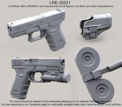 画像1: Live Resin[LRE35221]1/35  グロック19ピストル(3種計5個)、ホルスター(4個)