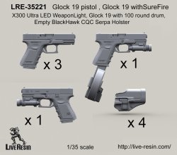 画像2: Live Resin[LRE35221]1/35  グロック19ピストル(3種計5個)、ホルスター(4個)