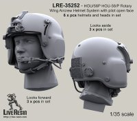 Live Resin[LRE35252]1/35  ヘリパイロットヘッド HGU/56Pヘルメット着用(1)(2種計6個)