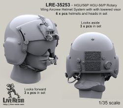 画像1: Live Resin[LRE35253]1/35  ヘリパイロットヘッド HGU/56Pヘルメット着用(2)(2種計6個)