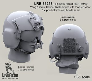 画像1: Live Resin[LRE35253]1/35  ヘリパイロットヘッド HGU/56Pヘルメット着用(2)(2種計6個) (1)