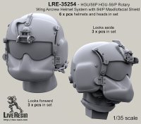 Live Resin[LRE35254]1/35  ヘリパイロットヘッド HGU/56Pヘルメット着用(3)(2種計6個)