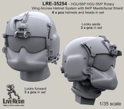 画像1: Live Resin[LRE35254]1/35  ヘリパイロットヘッド HGU/56Pヘルメット着用(3)(2種計6個)