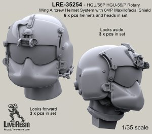 画像1: Live Resin[LRE35254]1/35  ヘリパイロットヘッド HGU/56Pヘルメット着用(3)(2種計6個) (1)