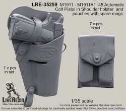 画像1: Live Resin[LRE35259]1/35  コルトガバメントショルダーホルスター&弾薬ポーチ(各7個)