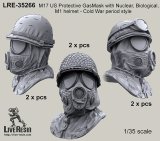 Live Resin[LRE35266]1/35  M17ガスマスク着用ヘッド(3)(6個)
