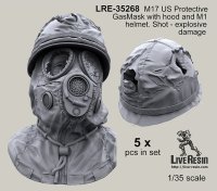 Live Resin[LRE35268]1/35  M17ガスマスク着用ヘッド(5)(5個)