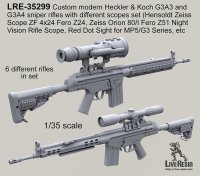 Live Resin[LRE35299]1/35  H&K G3A3&G3A4カスタム狙撃ライフルセット(6丁)