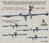 Live Resin[LRE35345]1/35 RPG-7 (6G3) anti-tank rocket-propelled grenade launcher with PGO-7 scope and PG-7B rocket, 3 pcs in set