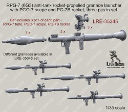 画像1: Live Resin[LRE35345]1/35 RPG-7 (6G3) anti-tank rocket-propelled grenade launcher with PGO-7 scope and PG-7B rocket, 3 pcs in set