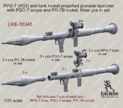画像2: Live Resin[LRE35345]1/35 RPG-7 (6G3) anti-tank rocket-propelled grenade launcher with PGO-7 scope and PG-7B rocket, 3 pcs in set