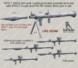 Live Resin[LRE35346]1/35 RPG-7 (6G3) anti-tank rocket-propelled grenade launcher with mechanical sight, bipod and PG-7B rocket, 3 pcs in set