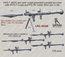 画像1: Live Resin[LRE35346]1/35 RPG-7 (6G3) anti-tank rocket-propelled grenade launcher with mechanical sight, bipod and PG-7B rocket, 3 pcs in set