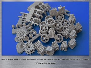 画像1: Miniarm[B35183]1/35 WWII 米 M3(リー/グラント)中戦車用サスペンションセット（転輪、サスペンション台車、駆動輪、誘導輪基部一式）(タコム) (1)