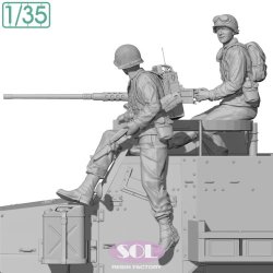 画像2: SOL MODEL[MM1005]1/35 WWII アメリカ陸軍 野戦無線通信兵&M3A1ハーフトラック機関銃手セット(2体入)