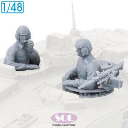 画像2: SOL MODEL[MM1016]1/48 現用 ドイツ レオパルト2 A7V主力戦車 戦車兵&MG3対空機関銃キューポラセット 2体入(タミヤ用)