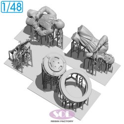 画像5: SOL MODEL[MM1016]1/48 現用 ドイツ レオパルト2 A7V主力戦車 戦車兵&MG3対空機関銃キューポラセット 2体入(タミヤ用)