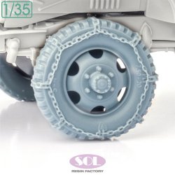 画像4: SOL MODEL[MM1035]1/35 WWII アメリカ 2 1/2トン6×6カーゴトラック用 チェーン付自重変形タイヤ(タミヤ用)