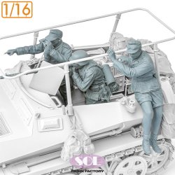 画像5: SOL MODEL[MM1057]1/16 WWII ドイツ Sd.Kfz.250/3軽装甲無線車 乗員セット w/MG34機関銃(3体入 ダスヴェルク用)