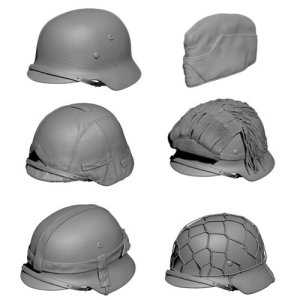 画像1: SOL MODEL[MM475]1/16 WWII ドイツ ヘルメット/略帽セット(6個入) (1)