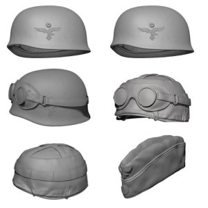 画像1: SOL MODEL[MM478]1/16 WWII ドイツ 降下猟兵ヘルメット/略帽セット(6個入) (1)