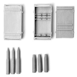 画像2: SOL MODEL[MM485]1/16 WWII ドイツ 7.5cm KwK 40/StuK 40 L/48 砲弾(3発入) 空薬莢/弾薬箱付