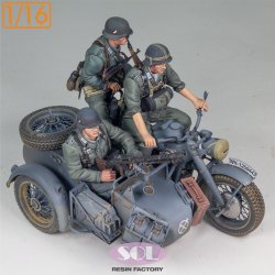 画像1: SOL MODEL[MM874]1/16 WWII ドイツ KS750軍用サイドカー(乗員3体付)