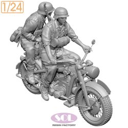 画像1: SOL MODEL[MM906]1/24 WWII ドイツ KS750軍用オートバイ(乗員2体付)