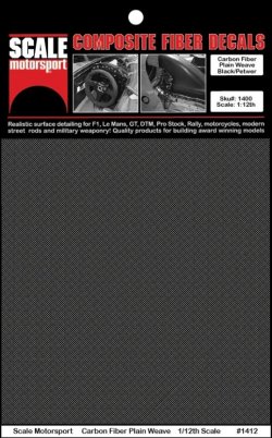 画像1: スケール・モータースポート[SMS1412]1/12 カーボンファイバーデカール (平織り、黒・銀色)