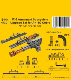 画像1: CMK[CMK5144]1/32 AH-1G コブラ用M35 20mm砲 アップグレードパーツ (ICM用)