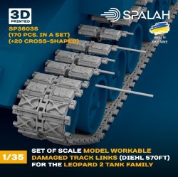 画像1: スパラッハ[SPU36035]1/35 レオパルト2系列 可動式損傷570FT履帯セット (ゴムパッド付170個 + パッド無し20個)