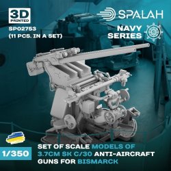 画像1: スパラッハ[SPU02753]1/350 戦艦ビスマルク用3.7cm SK C/30対空機関砲 (11基入)