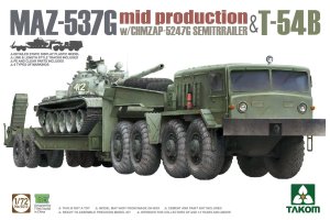 画像1: タコム[TKO5013]1/72 ロシア軍 MAZ-537G トラクターw/CHMZAP-5247G セミトレーラー戦車運搬車 & T-54B 中戦車 (1)
