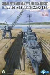タコム[TKOSP-7058]1/700 チャールズタウン海軍工廠 1番乾ドック & 米海軍駆逐艦 USS フランク・ノックス DD-742 1944年