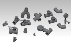 画像1: VG DioModels[VG64014]1/35 汎用 パイプ継手セット 3mm径用