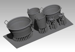 画像2: VG DioModels[VG64059]1/24(75mm) 汎用 金属製たらい/バケツ/漏斗セット
