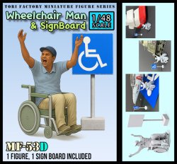 画像1: トリファクトリー[MF-53D]1/48 現用 「ホットショット」車いすの男&標識看板