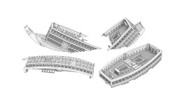 画像6: トリファクトリー[MU-10]1/350 16世紀 日本水軍 撃沈された関船(8個入)