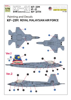 画像11: トリファクトリー[TF-S03]1/72 現用 韓国 KF-21各国デカールセット マレーシア/インドネシア/タイ(アカデミー用)