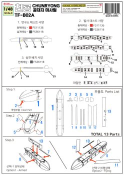 画像9: トリファクトリー[TF-B02A]1/48 現用 韓国空軍 チェンリョン長距離空対地ミサイル テストバージョン