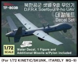 トリファクトリー[TF-B03B]1/72 現用 北朝鮮空軍 セッビョル-9汎用攻撃ドローン デカールセット(キネティック/スカンクモデル/イタレリMQ-9用)
