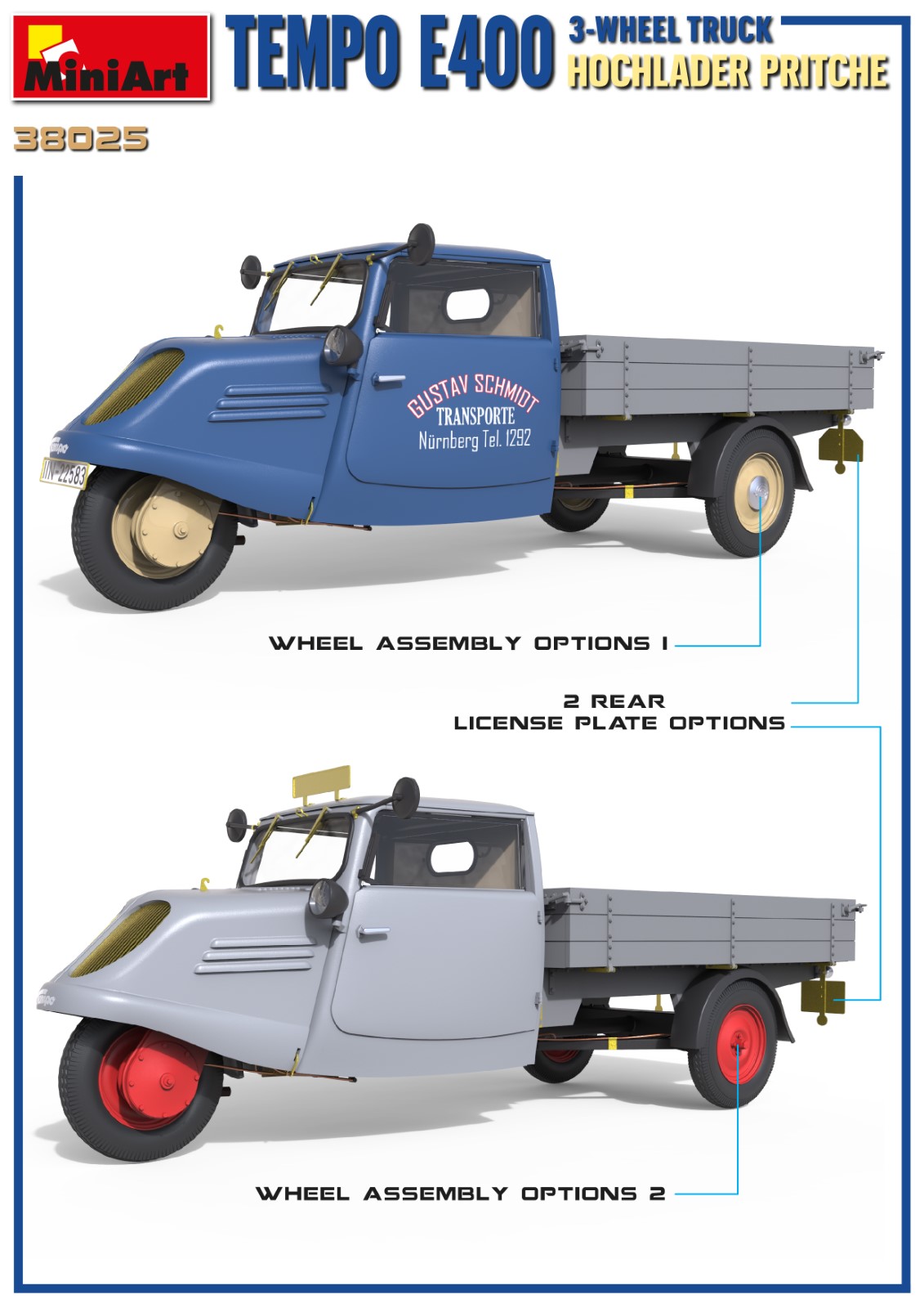 ミニアート[MA38025]1/35 Tempo E400 荷台付き三輪トラック